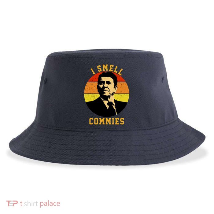 Ronald Reagan I Smell Commies Sustainable Bucket Hat