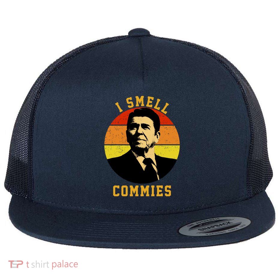 Ronald Reagan I Smell Commies Flat Bill Trucker Hat