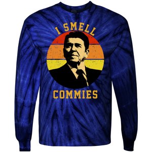 Ronald Reagan I Smell Commies Tie-Dye Long Sleeve Shirt