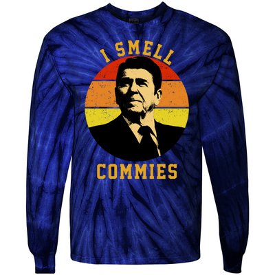 Ronald Reagan I Smell Commies Tie-Dye Long Sleeve Shirt