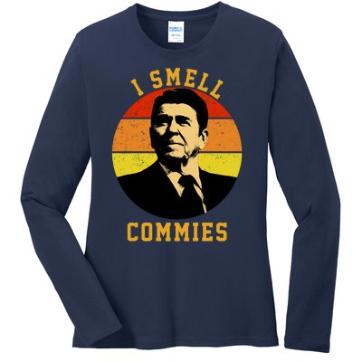 Ronald Reagan I Smell Commies Ladies Long Sleeve Shirt