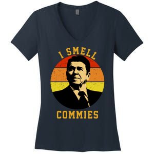 Ronald Reagan I Smell Commies Women's V-Neck T-Shirt