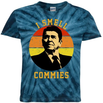 Ronald Reagan I Smell Commies Kids Tie-Dye T-Shirt