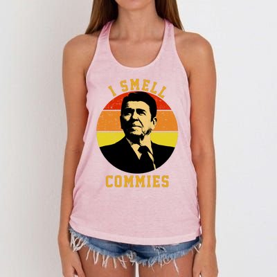 Ronald Reagan I Smell Commies Women's Knotted Racerback Tank