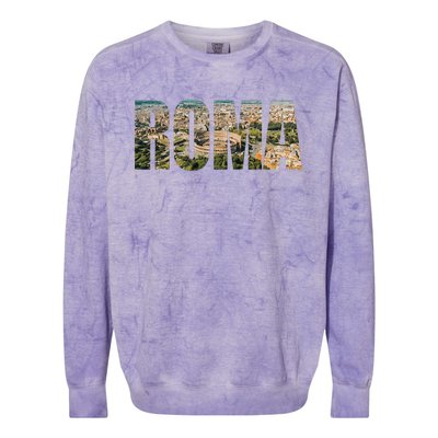 Roma Rome Italy Italia Urban Skyline Photography Font Colorblast Crewneck Sweatshirt