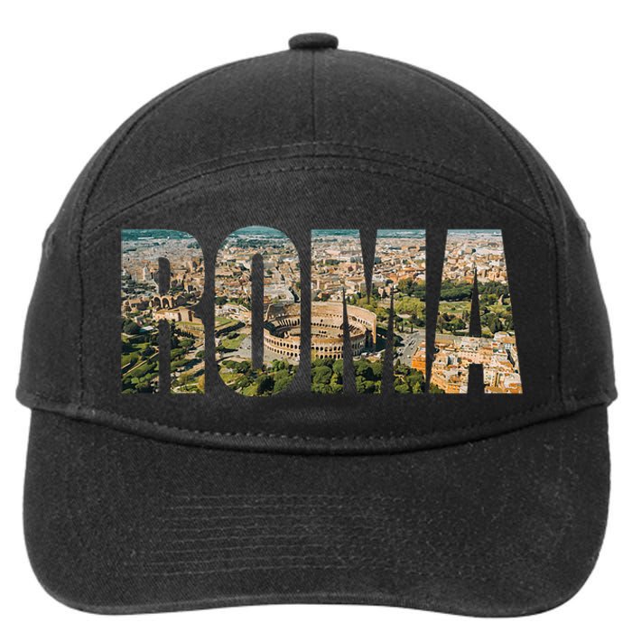 Roma Rome Italy Italia Urban Skyline Photography Font 7-Panel Snapback Hat