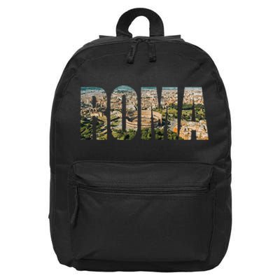 Roma Rome Italy Italia Urban Skyline Photography Font 16 in Basic Backpack