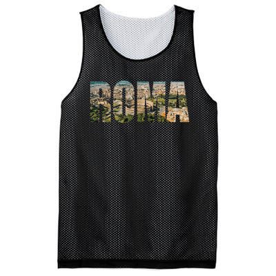 Roma Rome Italy Italia Urban Skyline Photography Font Mesh Reversible Basketball Jersey Tank