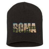 Roma Rome Italy Italia Urban Skyline Photography Font Short Acrylic Beanie