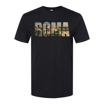 Roma Rome Italy Italia Urban Skyline Photography Font Softstyle CVC T-Shirt