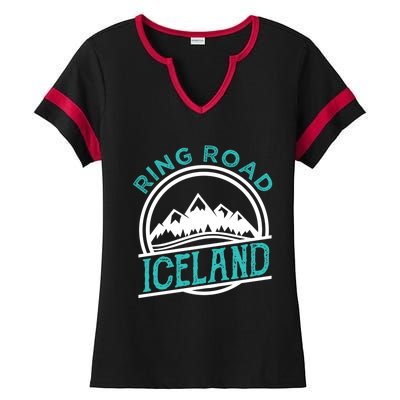 Ring Road Iceland Reykjavik Souvenir Family Vacation Gift Ladies Halftime Notch Neck Tee