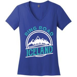 Ring Road Iceland Reykjavik Souvenir Family Vacation Gift Women's V-Neck T-Shirt