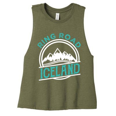 Ring Road Iceland Reykjavik Souvenir Family Vacation Gift Women's Racerback Cropped Tank