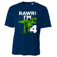 Roar Rawr I'm Four 4 T Rex Dinosaur Birthday for Boy Cooling Performance Crew T-Shirt