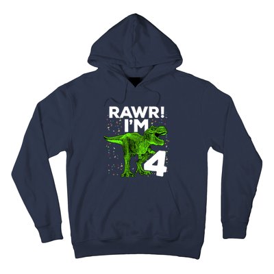 Roar Rawr I'm Four 4 T Rex Dinosaur Birthday for Boy Hoodie