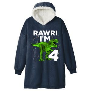 Roar Rawr I'm Four 4 T Rex Dinosaur Birthday for Boy Hooded Wearable Blanket