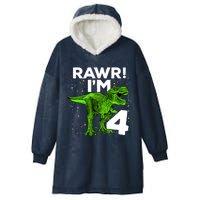 Roar Rawr I'm Four 4 T Rex Dinosaur Birthday for Boy Hooded Wearable Blanket