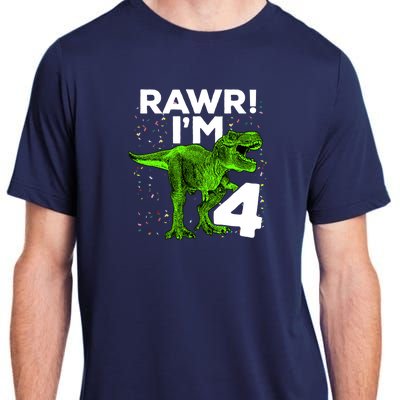 Roar Rawr I'm Four 4 T Rex Dinosaur Birthday for Boy Adult ChromaSoft Performance T-Shirt