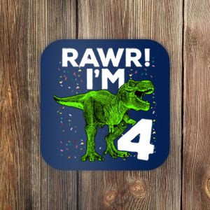 Roar Rawr I'm Four 4 T Rex Dinosaur Birthday for Boy Coaster