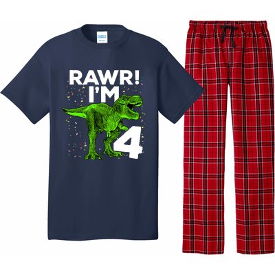 Roar Rawr I'm Four 4 T Rex Dinosaur Birthday for Boy Pajama Set