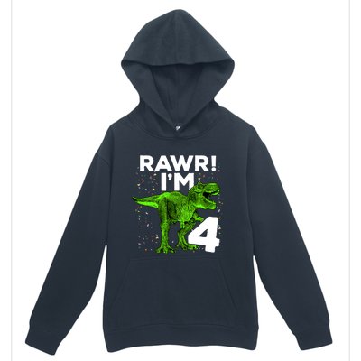 Roar Rawr I'm Four 4 T Rex Dinosaur Birthday for Boy Urban Pullover Hoodie