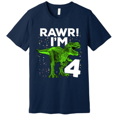 Roar Rawr I'm Four 4 T Rex Dinosaur Birthday for Boy Premium T-Shirt