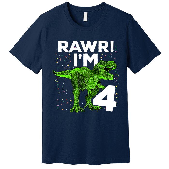 Roar Rawr I'm Four 4 T Rex Dinosaur Birthday for Boy Premium T-Shirt