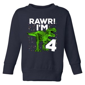 Roar Rawr I'm Four 4 T Rex Dinosaur Birthday for Boy Toddler Sweatshirt