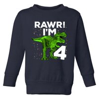 Roar Rawr I'm Four 4 T Rex Dinosaur Birthday for Boy Toddler Sweatshirt