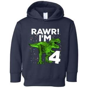 Roar Rawr I'm Four 4 T Rex Dinosaur Birthday for Boy Toddler Hoodie