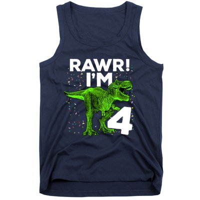 Roar Rawr I'm Four 4 T Rex Dinosaur Birthday for Boy Tank Top