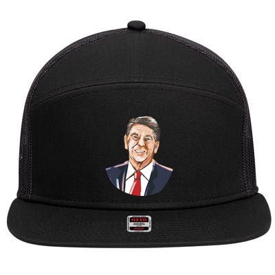 Ronald Reagan Illustration 7 Panel Mesh Trucker Snapback Hat