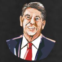 Ronald Reagan Illustration 7 Panel Mesh Trucker Snapback Hat