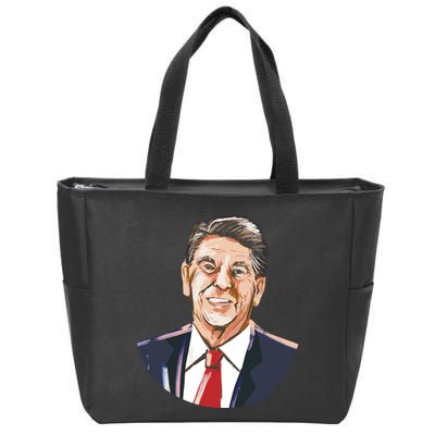 Ronald Reagan Illustration Zip Tote Bag