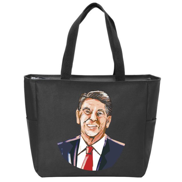 Ronald Reagan Illustration Zip Tote Bag