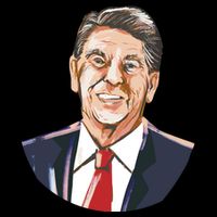 Ronald Reagan Illustration Zip Tote Bag
