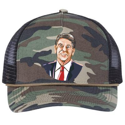 Ronald Reagan Illustration Retro Rope Trucker Hat Cap