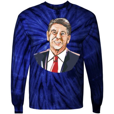 Ronald Reagan Illustration Tie-Dye Long Sleeve Shirt