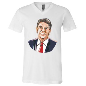 Ronald Reagan Illustration V-Neck T-Shirt