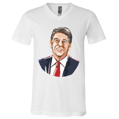 Ronald Reagan Illustration V-Neck T-Shirt