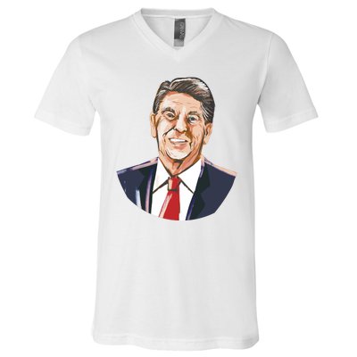 Ronald Reagan Illustration V-Neck T-Shirt