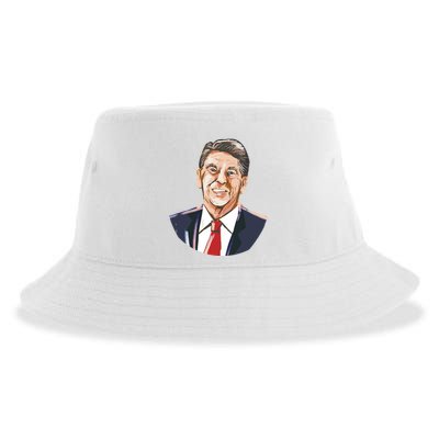 Ronald Reagan Illustration Sustainable Bucket Hat