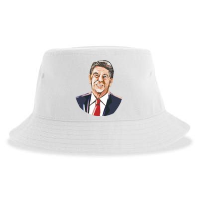 Ronald Reagan Illustration Sustainable Bucket Hat