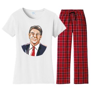 Ronald Reagan Illustration Women's Flannel Pajama Set