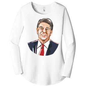 Ronald Reagan Illustration Women's Perfect Tri Tunic Long Sleeve Shirt