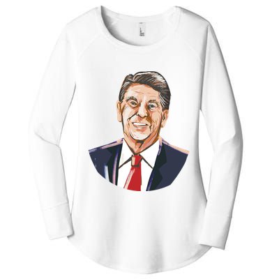 Ronald Reagan Illustration Women's Perfect Tri Tunic Long Sleeve Shirt