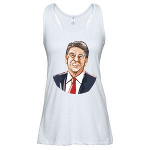 Ronald Reagan Illustration Ladies Essential Flowy Tank