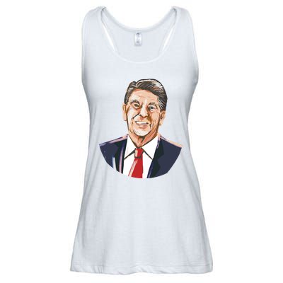 Ronald Reagan Illustration Ladies Essential Flowy Tank