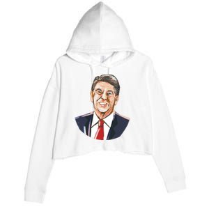 Ronald Reagan Illustration Crop Fleece Hoodie