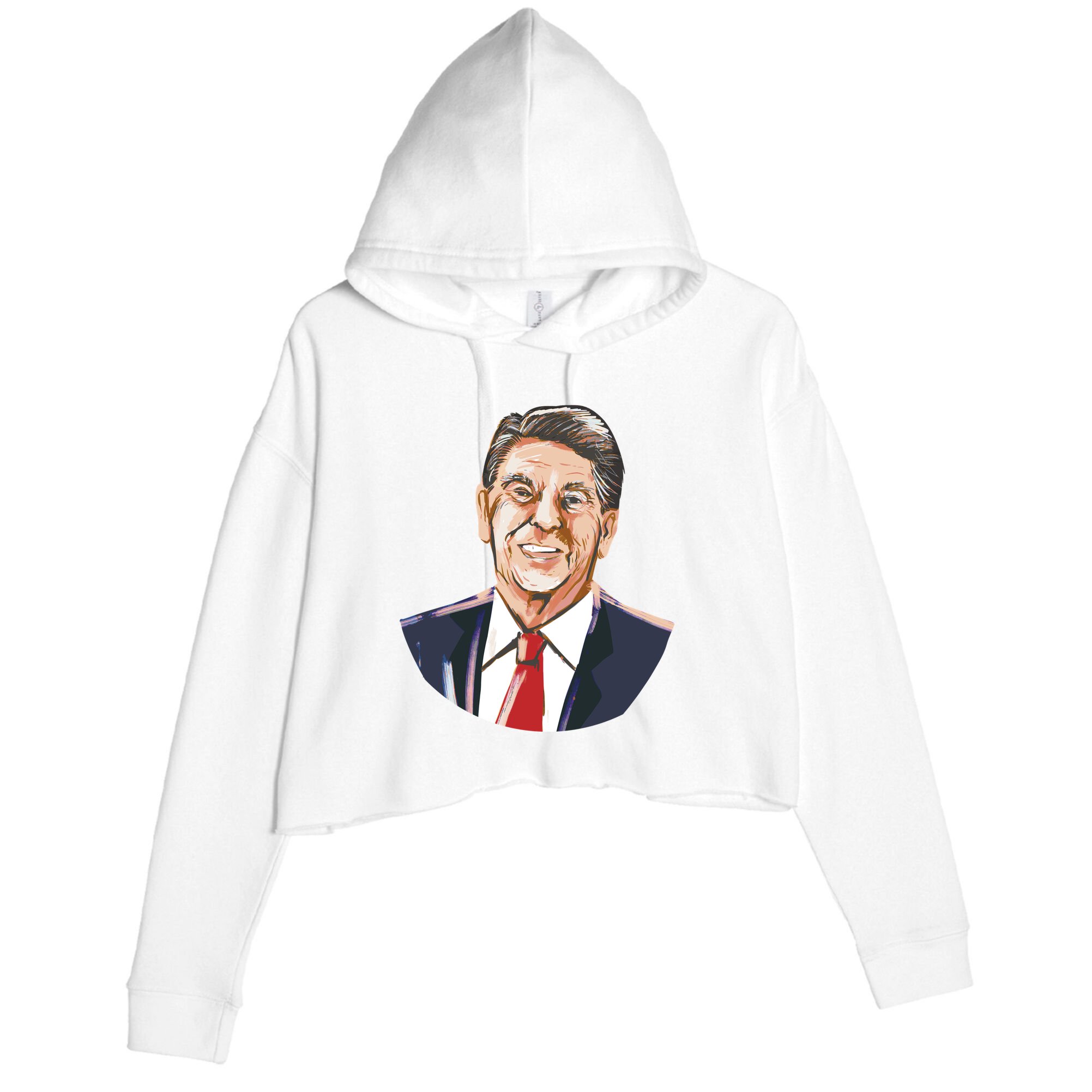 Ronald Reagan Illustration Crop Fleece Hoodie